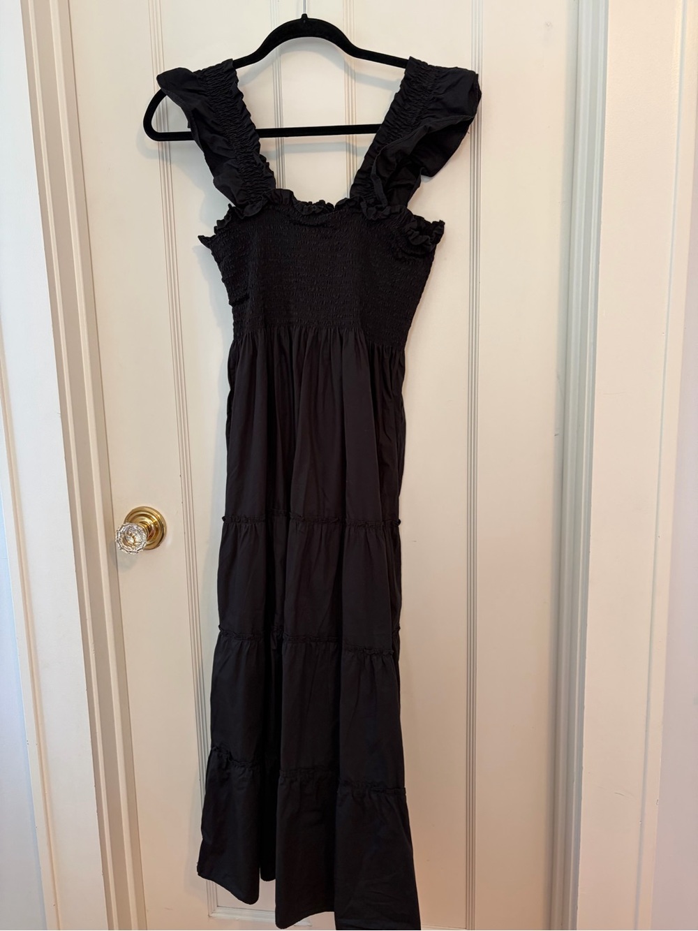 Quince Black Smocked Maxi Dress